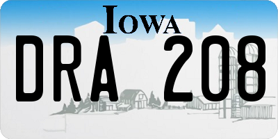 IA license plate DRA208
