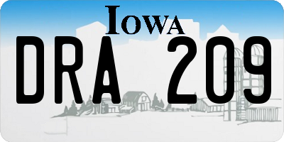 IA license plate DRA209