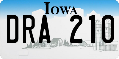 IA license plate DRA210
