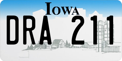IA license plate DRA211