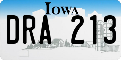 IA license plate DRA213