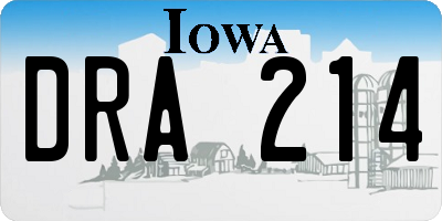 IA license plate DRA214