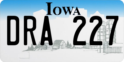 IA license plate DRA227