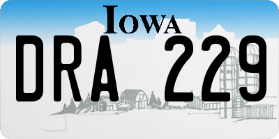 IA license plate DRA229