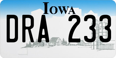 IA license plate DRA233