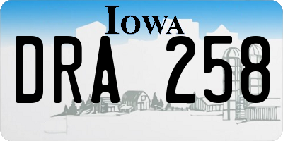 IA license plate DRA258