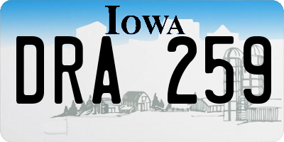 IA license plate DRA259