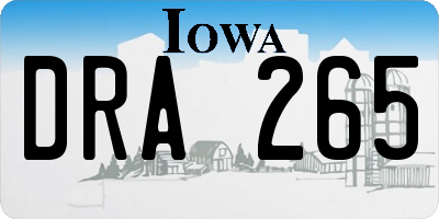 IA license plate DRA265