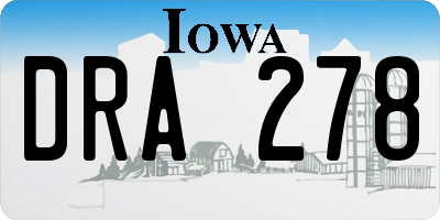 IA license plate DRA278