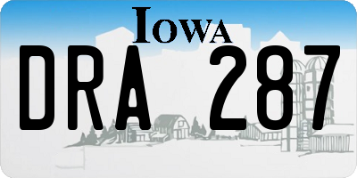 IA license plate DRA287