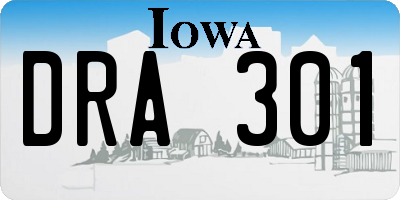IA license plate DRA301