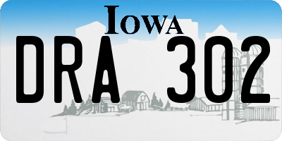 IA license plate DRA302