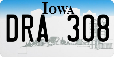 IA license plate DRA308