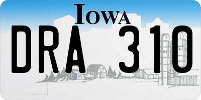 IA license plate DRA310