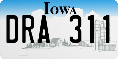 IA license plate DRA311