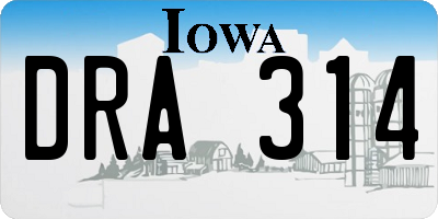 IA license plate DRA314
