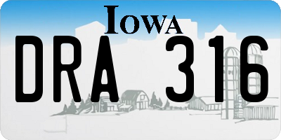 IA license plate DRA316
