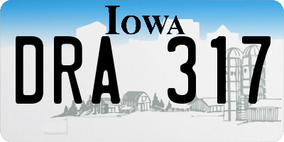 IA license plate DRA317