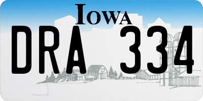 IA license plate DRA334