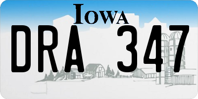 IA license plate DRA347