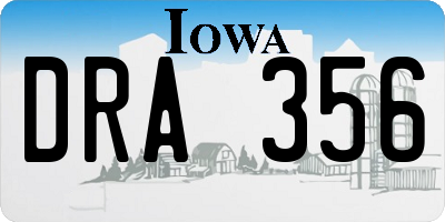 IA license plate DRA356