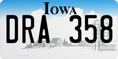 IA license plate DRA358