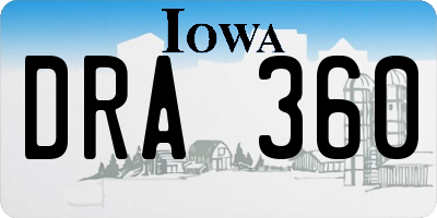 IA license plate DRA360