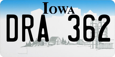 IA license plate DRA362