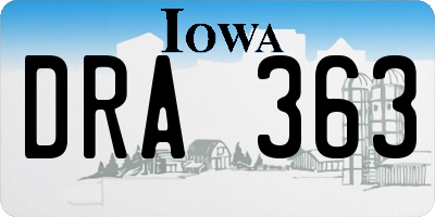 IA license plate DRA363