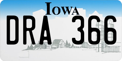 IA license plate DRA366