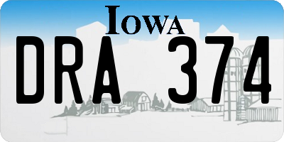 IA license plate DRA374