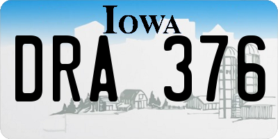 IA license plate DRA376
