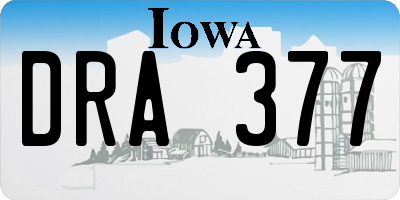 IA license plate DRA377