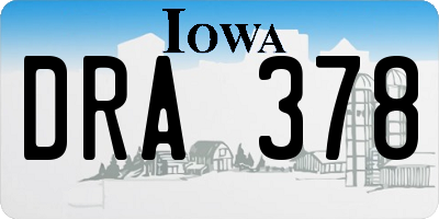 IA license plate DRA378