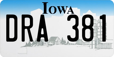 IA license plate DRA381