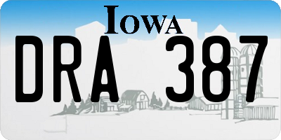 IA license plate DRA387