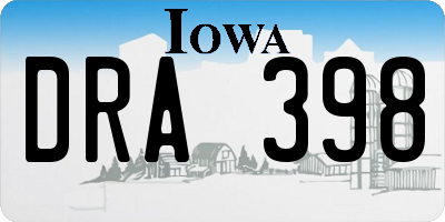 IA license plate DRA398