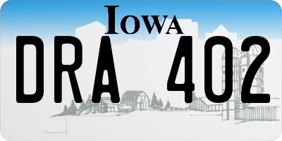 IA license plate DRA402