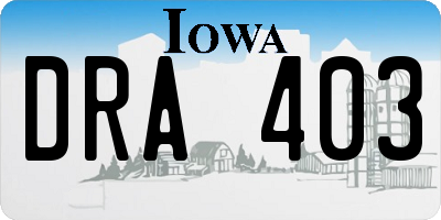 IA license plate DRA403