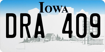 IA license plate DRA409