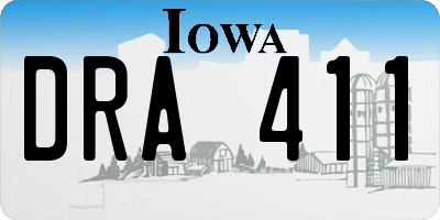 IA license plate DRA411