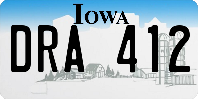 IA license plate DRA412