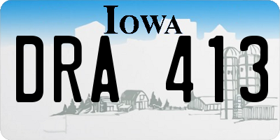 IA license plate DRA413