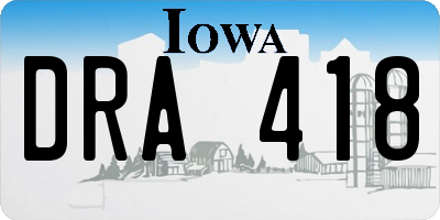 IA license plate DRA418