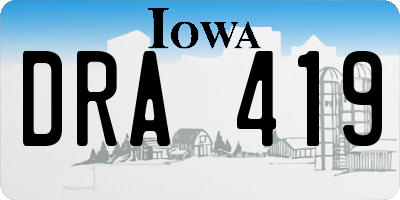 IA license plate DRA419