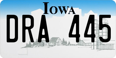 IA license plate DRA445