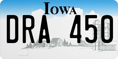 IA license plate DRA450