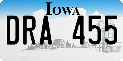 IA license plate DRA455