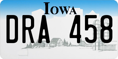 IA license plate DRA458