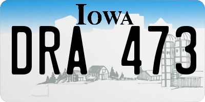 IA license plate DRA473